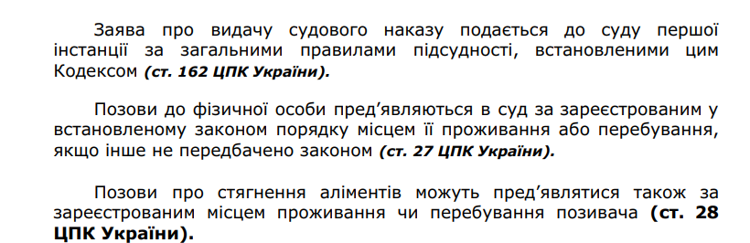 Зразок заяви на видачу судового наказу про стягнення аліментів