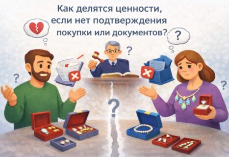 Как делятся ценности, если нет доказательства покупки либо документов?