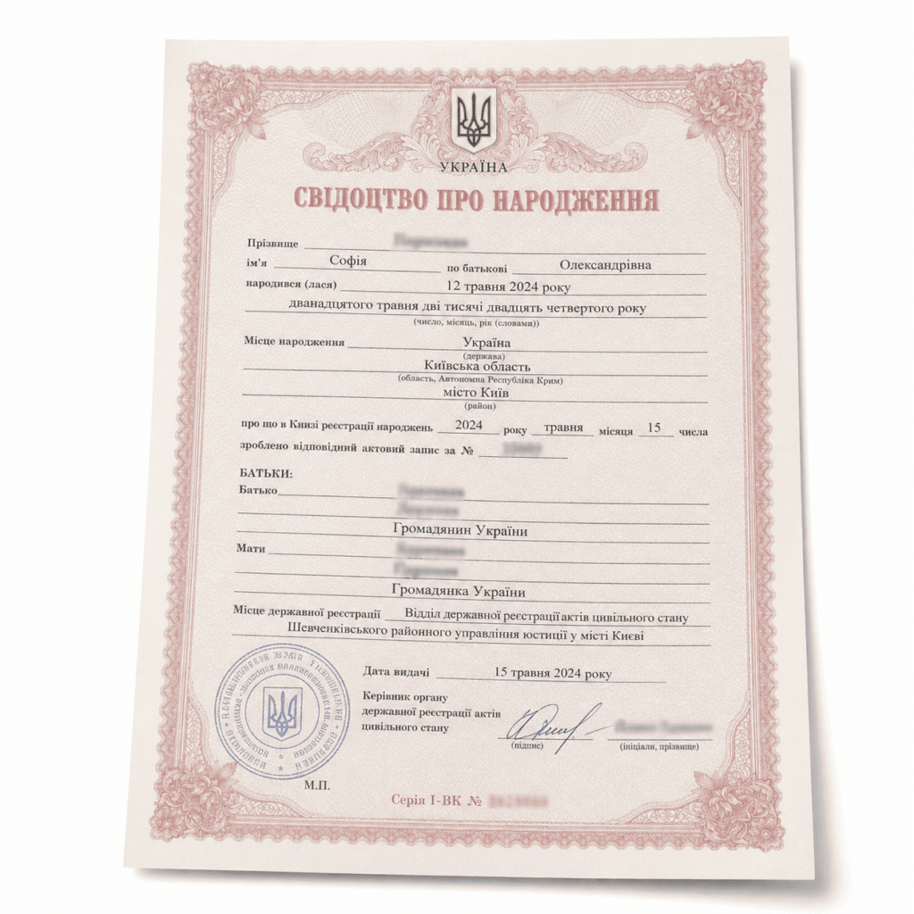 Допомога в отриманні свідоцтва про народження з України за кордоном