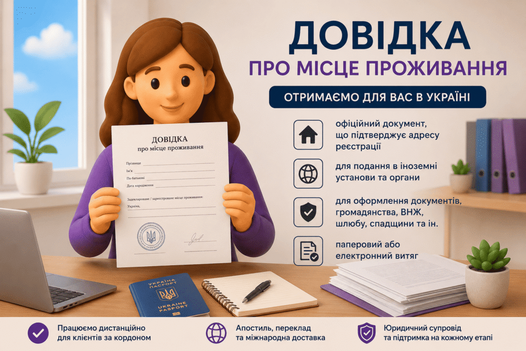 Допомога в отриманні довідки про місце проживання з України за кордоном